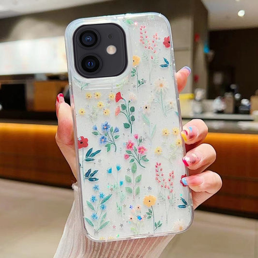 For iPhone 12 Fresh Small Floral Epoxy TPU Phone Case(D04 Colorful Floral) by buy2fix