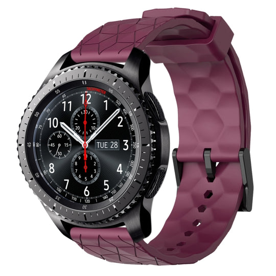 For Samsung Gear S3 Frontier 22mm Football Pattern Solid Color Silicone Watch Band(Wine Red)
