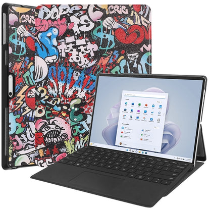 For Microsoft Surface Pro 9 JUNSUNMAY Custer Painted Stand Leather Tablet Case(Graffiti) - Microsoft by JUNSUNMAY | Online Shopping UK | buy2fix