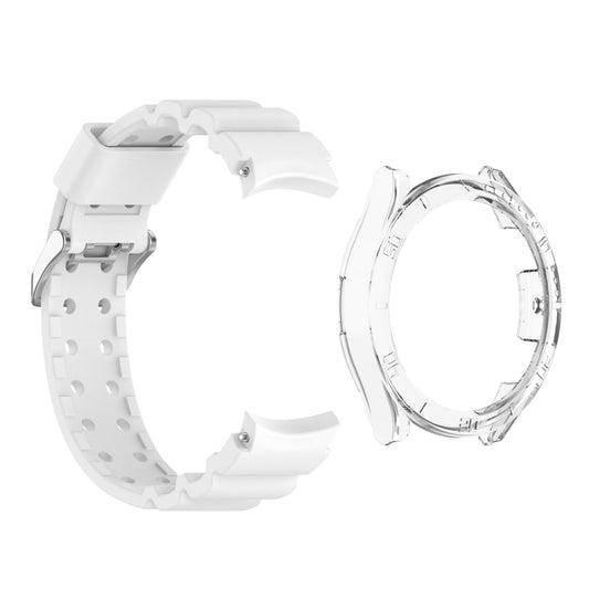 For Samsung Galaxy Watch5 40mm Armor Silicone Watch Band + Protective Case(White) by buy2fix