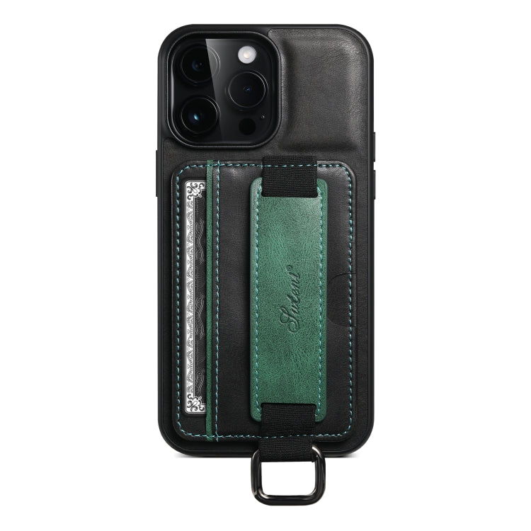 For iPhone 12 Pro Max Suteni H13 Card Wallet Wrist Strap Holder PU Phone Case(Black) - iPhone 12 Pro Max Cases by Suteni | Online Shopping UK | buy2fix