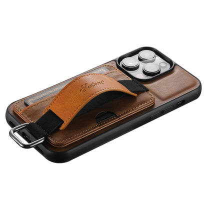 For iPhone 14 Suteni H13 Card Wallet Wrist Strap Holder PU Phone Case(Brown) - iPhone 14 Cases by Suteni | Online Shopping UK | buy2fix
