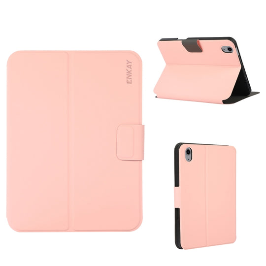 For iPad 2025 / 2022 ENKAY TPU Back Cover Smart Leather Tablet Case with Pen Slot & Holder(Pink)