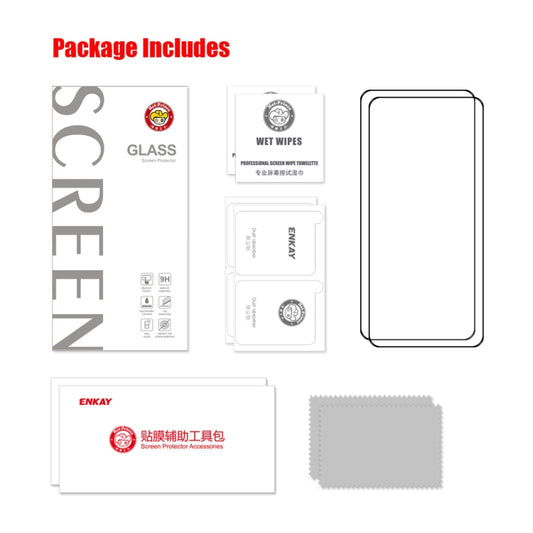 For Samsung Galaxy S23+ 5G 2pcs ENKAY Full Glue 0.2mm Tempered Glass Full Film, Support Fingerprint Unlock by ENKAY