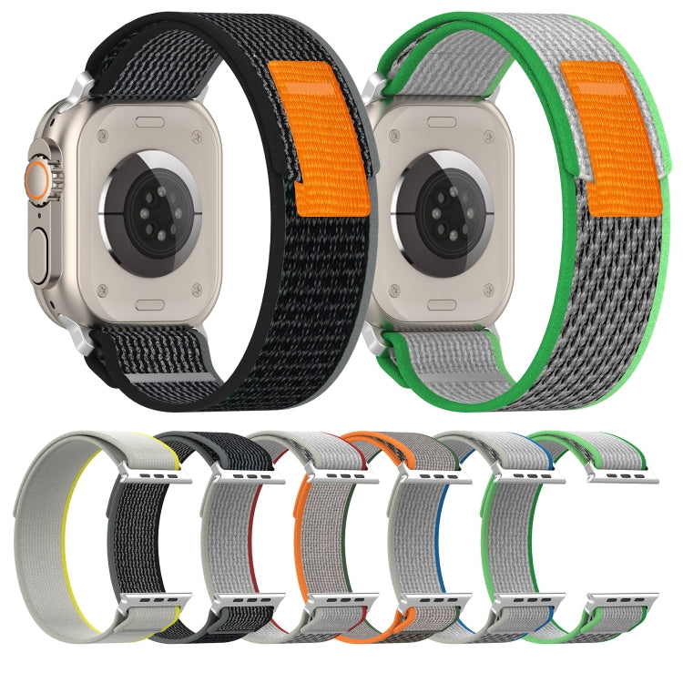 Double Color Nylon Hook and Loop Fastener Watch Band For Apple Watch Ultra 49mm(Black+Grey) by buy2fix