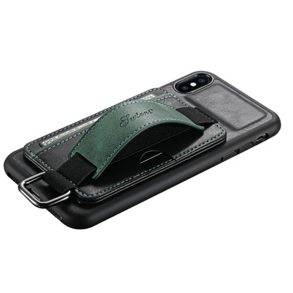 Suteni H13 Card Wallet Wrist Strap Holder PU Phone Case For iPhone XS Max(Black) - More iPhone Cases by Suteni | Online Shopping UK | buy2fix