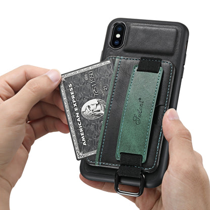 Suteni H13 Card Wallet Wrist Strap Holder PU Phone Case For iPhone XS Max(Black) - More iPhone Cases by Suteni | Online Shopping UK | buy2fix