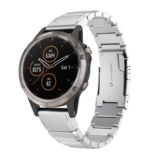 For Garmin Fenix 5 Plus 22mm Tortoise Shell Stainless Steel Watch Band(Silver)