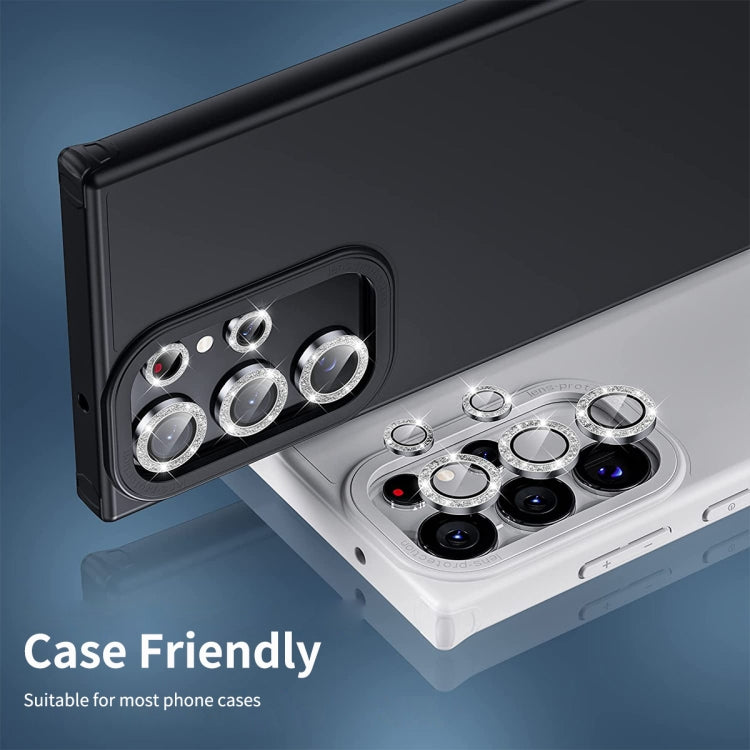 For Samsung Galaxy S23 Ultra 5G ENKAY 9H Rear Camera Lens Glitter Aluminium Alloy Ring Tempered Glass Film(Black) by ENKAY