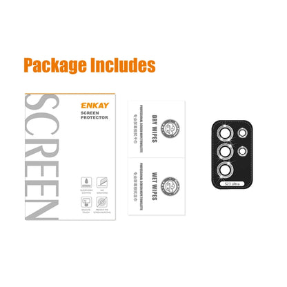 For Samsung Galaxy S23 Ultra 5G ENKAY 9H Rear Camera Lens Glitter Aluminium Alloy Ring Tempered Glass Film(Black) by ENKAY