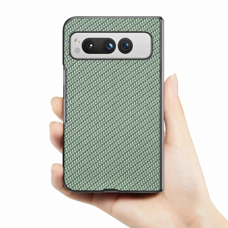 For Google Pixel Fold Carbon Fiber Texture Leather Back Cover Phone Case(Green) by buy2fix
