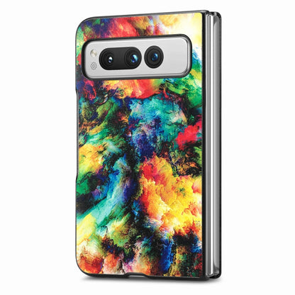 For Google Pixel Fold Colored Drawing Leather Skin Back Cover Phone Case(Colorful Cloud) - Google Cases by buy2fix | Online Shopping UK | buy2fix