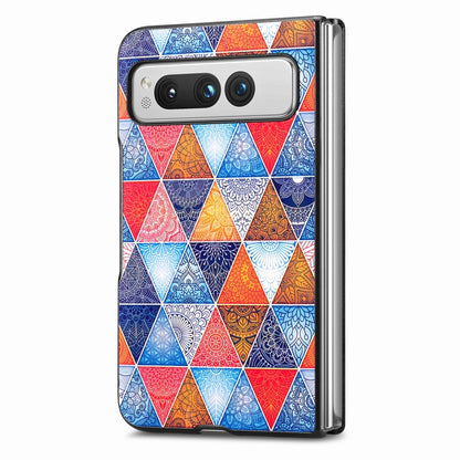 For Google Pixel Fold Colored Drawing Leather Skin Back Cover Phone Case(Rhombus Mandala) - Google Cases by buy2fix | Online Shopping UK | buy2fix