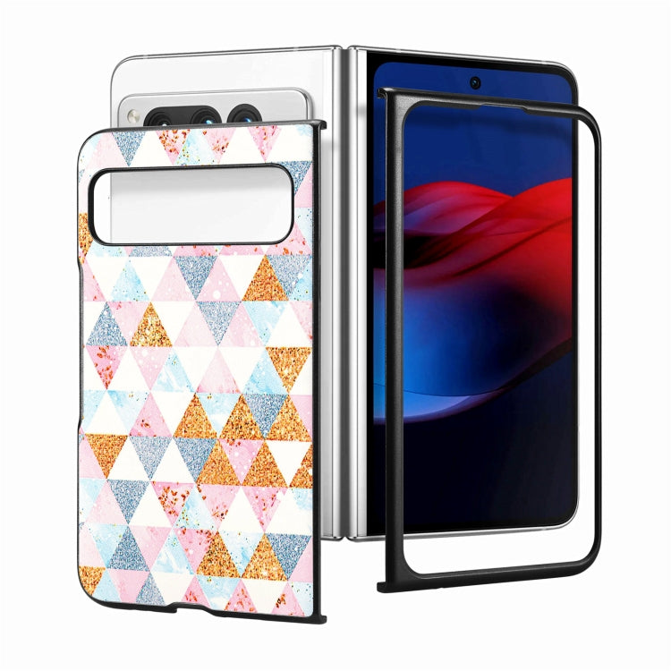 For Google Pixel Fold Colored Drawing Leather Skin Back Cover Phone Case(Rhombus) - Google Cases by buy2fix | Online Shopping UK | buy2fix