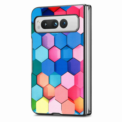 For Google Pixel Fold Colored Drawing Leather Skin Back Cover Phone Case(Colorful Cube) - Google Cases by buy2fix | Online Shopping UK | buy2fix