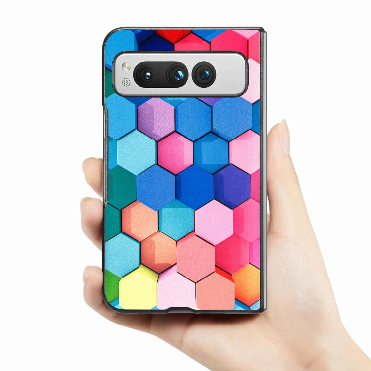 For Google Pixel Fold Colored Drawing Leather Skin Back Cover Phone Case(Colorful Cube) - Google Cases by buy2fix | Online Shopping UK | buy2fix