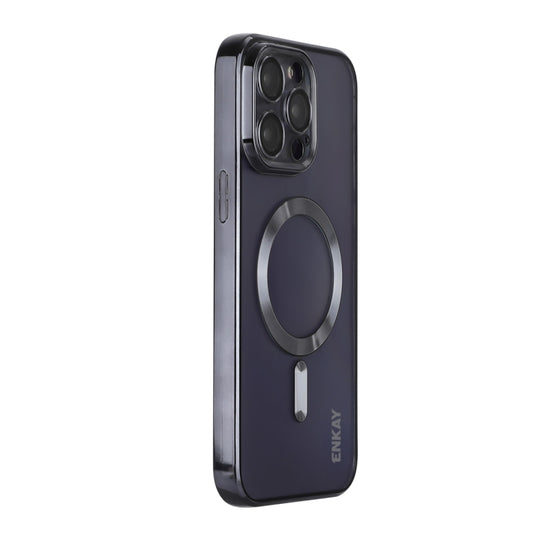 For iPhone 13 Pro Max ENKAY Electroplated MagSafe Shockproof TPU Phone Case with Lens Film(Black)
