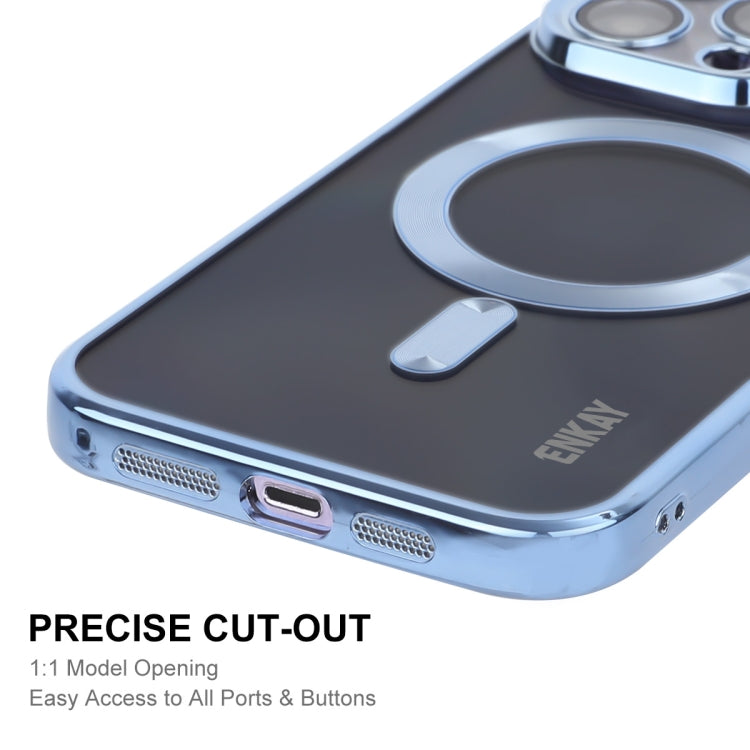 For iPhone 14 Pro Max ENKAY Electroplated MagSafe Shockproof TPU Phone Case with Lens Film(Dark Blue) - iPhone 14 Pro Max Cases by ENKAY | Online Shopping UK | buy2fix