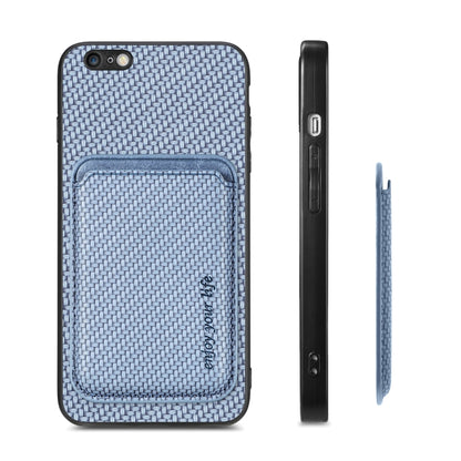 For iPhone 6 / 6s Carbon Fiber Leather Card Magsafe Magnetic Phone Case(Blue) - More iPhone Cases by buy2fix | Online Shopping UK | buy2fix