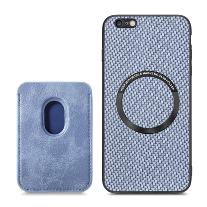 For iPhone 6 / 6s Carbon Fiber Leather Card Magsafe Magnetic Phone Case(Blue) - More iPhone Cases by buy2fix | Online Shopping UK | buy2fix