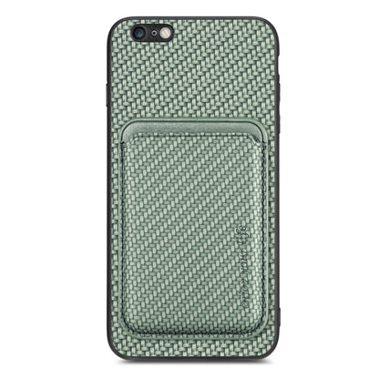 For iPhone 6 / 6s Carbon Fiber Leather Card Magsafe Magnetic Phone Case(Green) - More iPhone Cases by buy2fix | Online Shopping UK | buy2fix