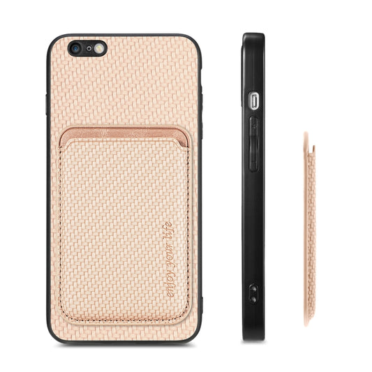For iPhone 6 / 6s Carbon Fiber Leather Card Magsafe Magnetic Phone Case(Khaki) by buy2fix
