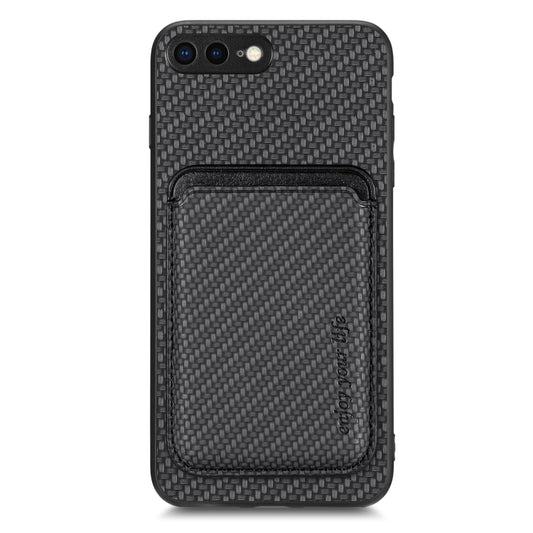 For iPhone SE 2022 / 2020 /  7 / 8 Carbon Fiber Leather Card Magsafe Magnetic Phone Case(Black) - More iPhone Cases by buy2fix | Online Shopping UK | buy2fix