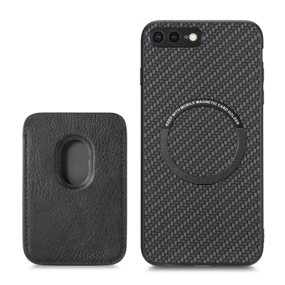 For iPhone SE 2022 / 2020 /  7 / 8 Carbon Fiber Leather Card Magsafe Magnetic Phone Case(Black) - More iPhone Cases by buy2fix | Online Shopping UK | buy2fix