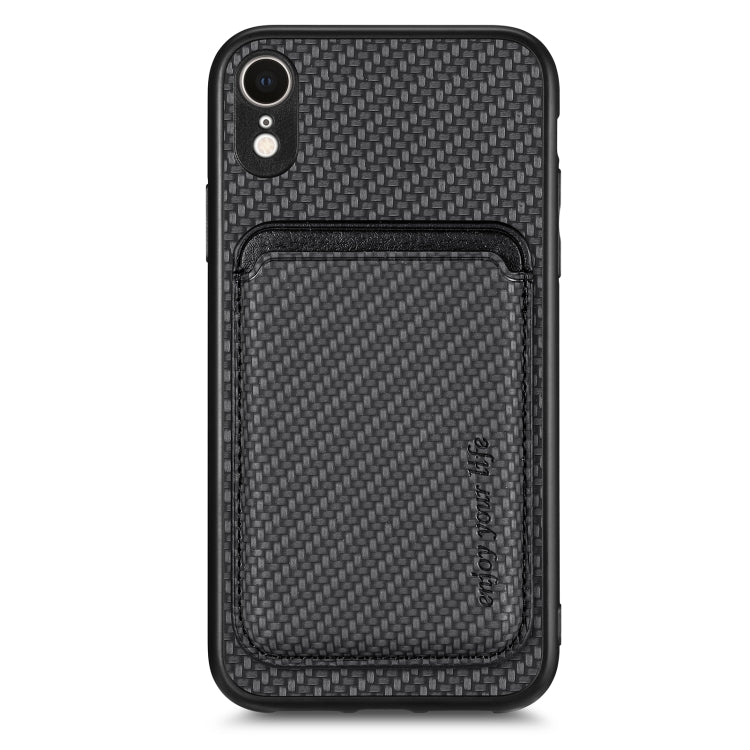 For iPhone XR Carbon Fiber Leather Card Magsafe Magnetic Phone Case(Black) by buy2fix