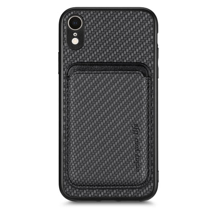 For iPhone XR Carbon Fiber Leather Card Magsafe Magnetic Phone Case(Black) by buy2fix