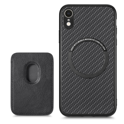 For iPhone XR Carbon Fiber Leather Card Magsafe Magnetic Phone Case(Black) by buy2fix