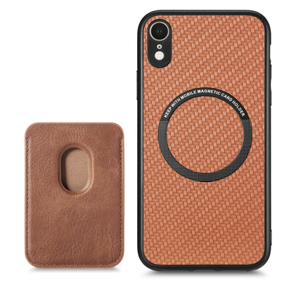 For iPhone  XR Carbon Fiber Leather Card Magsafe Magnetic Phone Case(Brown) - More iPhone Cases by buy2fix | Online Shopping UK | buy2fix