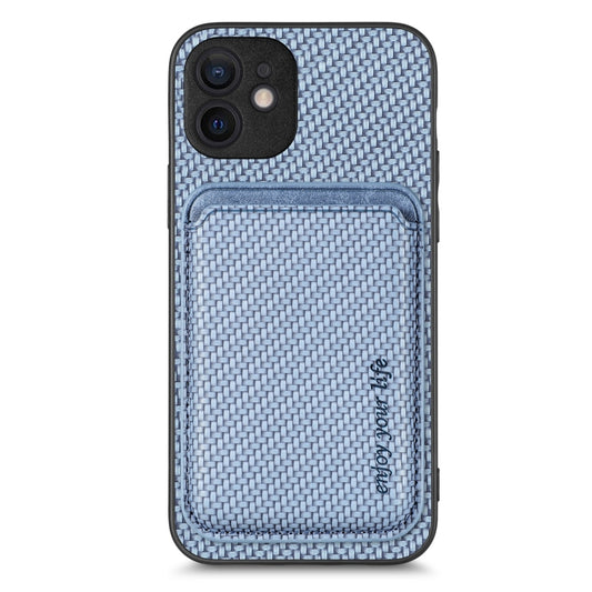 For iPhone 11 Pro Max Carbon Fiber Leather Card Magsafe Magnetic Phone Case(Blue) - iPhone 11 Pro Max Cases by buy2fix | Online Shopping UK | buy2fix