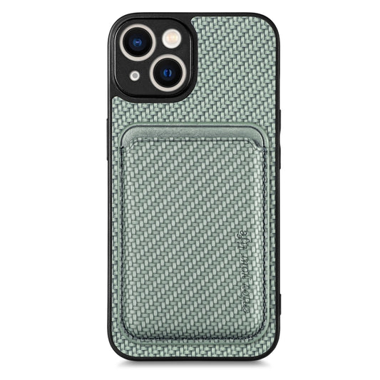 For iPhone 14 Pro Max Carbon Fiber Leather Card Magsafe Magnetic Phone Case(Green) - iPhone 14 Pro Max Cases by buy2fix | Online Shopping UK | buy2fix