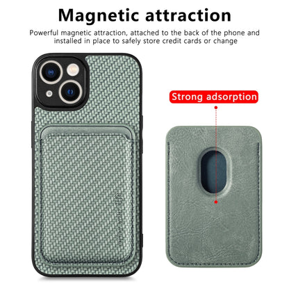 For iPhone 14 Pro Max Carbon Fiber Leather Card Magsafe Magnetic Phone Case(Green) - iPhone 14 Pro Max Cases by buy2fix | Online Shopping UK | buy2fix