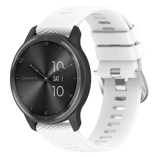 For Garmin Venu 2 22mm Cross Textured Solid Color Silicone Watch Band(White)