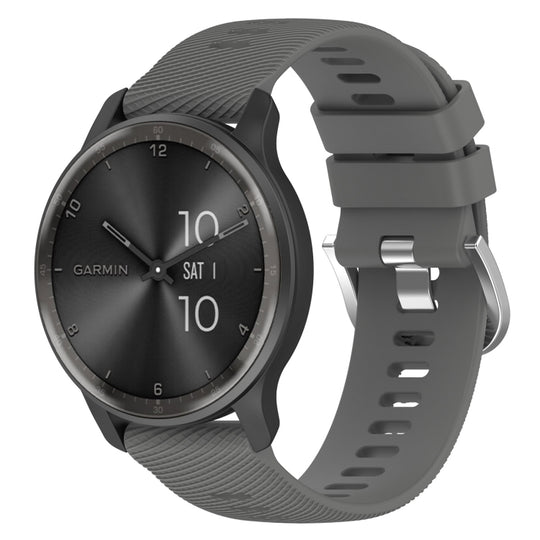 For Garmin Venu 2 22mm Cross Textured Solid Color Silicone Watch Band(Dark Grey)