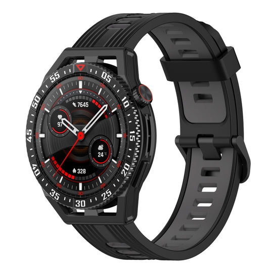 For Garmin Venu 2 22mm Vertical Two-Color Silicone Watch Band(Black+Grey)