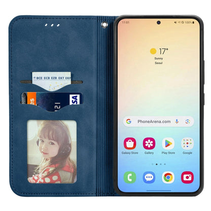 For Samsung Galaxy S25 5G Retro Skin Feel Magnetic Leather Phone Case(Blue) by buy2fix