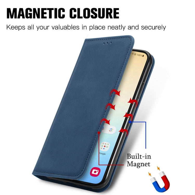 For Samsung Galaxy S25 5G Retro Skin Feel Magnetic Leather Phone Case(Blue) by buy2fix