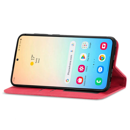 For Samsung Galaxy S25 5G Retro Skin Feel Magnetic Leather Phone Case(Red) by buy2fix