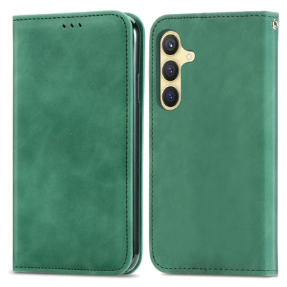 For Samsung Galaxy S25+ 5G Retro Skin Feel Magnetic Leather Phone Case(Green) by buy2fix