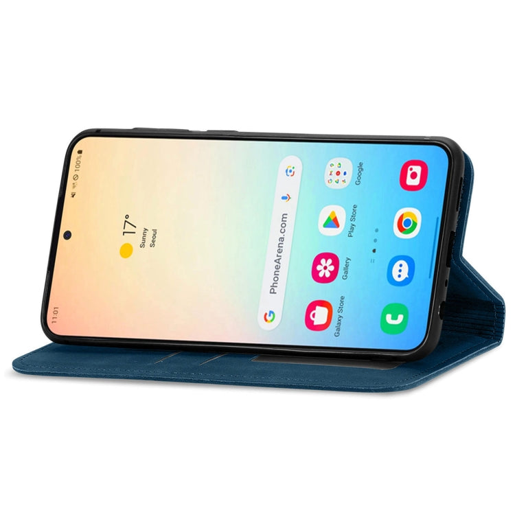 For Samsung Galaxy S25+ 5G Retro Skin Feel Magnetic Leather Phone Case(Blue) by buy2fix