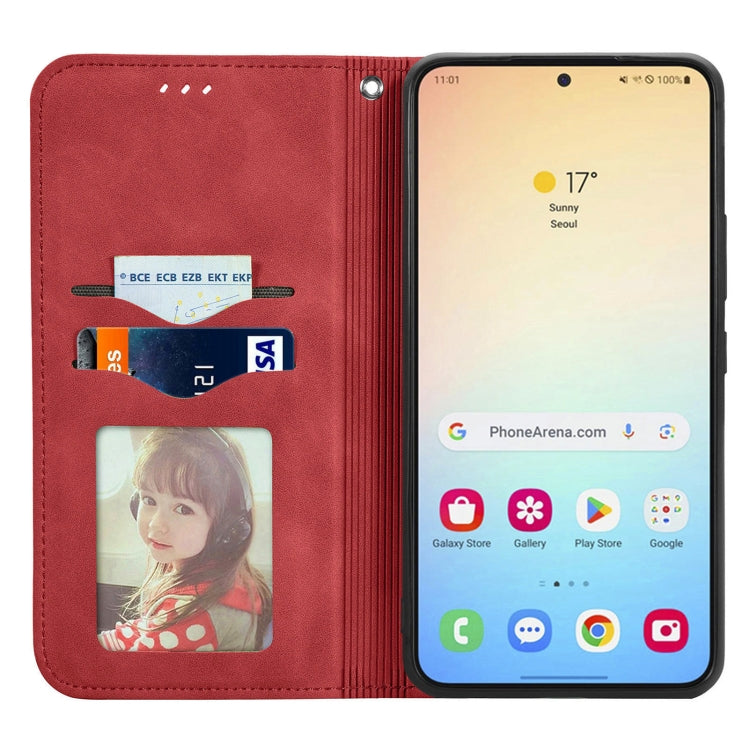 For Samsung Galaxy S25+ 5G Retro Skin Feel Magnetic Leather Phone Case(Red) by buy2fix