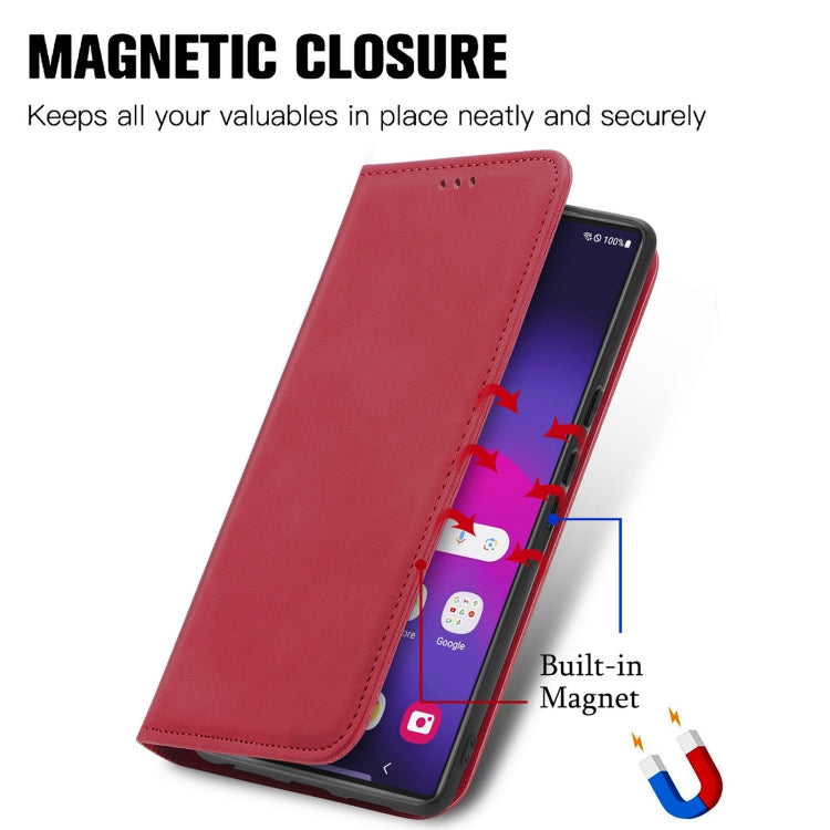 For Samsung Galaxy S25 Ultra 5G Retro Skin Feel Magnetic Leather Phone Case(Red) - Galaxy S25 Ultra 5G Cases by buy2fix | Online Shopping UK | buy2fix