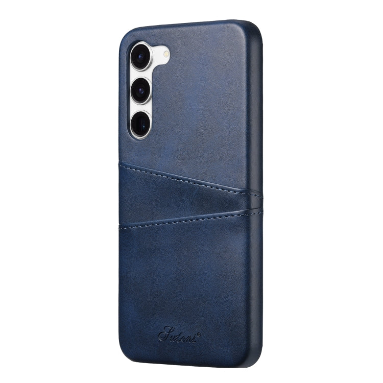 For Samsung Galaxy S24 5G teni Calf Texture Back Cover Phone Case with Card Slots(Blue) - Galaxy Phone Cases by Suteni | Online Shopping UK | buy2fix