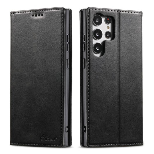 For Samsung Galaxy S25 Ultra 5G Suteni Calf Texture Horizontal Flip Leather Phone Case(Black)