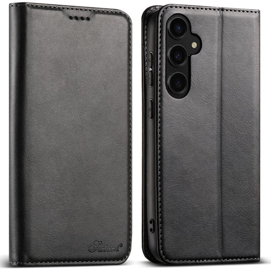 For Samsung Galaxy S25 5G Suteni Calf Texture Horizontal Flip Leather Phone Case(Black)