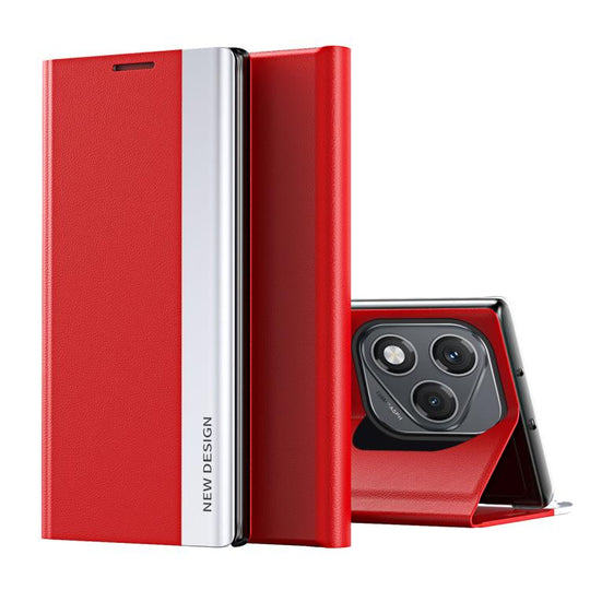 For Honor 400 Lite Global Side Electroplated Adsorption Leather Phone Case(Red)