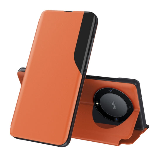 For Honor Magic5 Lite Attraction Flip Holder Leather Phone Case(Orange)